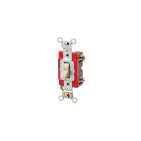 1221-2I Leviton 20 Amp, 120/277 Volt, Toggle Single-Pole AC Quiet Switch, Extra Heavy Duty Spec Grade, Self Grounding, Back & Side Wired - Ivory