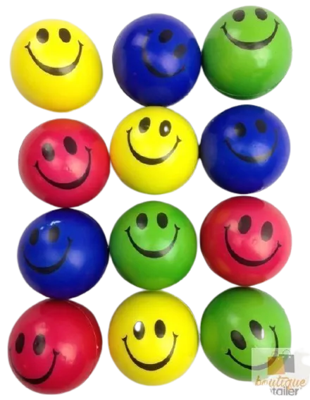 12x STRESS BALLS Hand Relief Squeeze Toy Reliever Antistress Soft Smiley MULTI