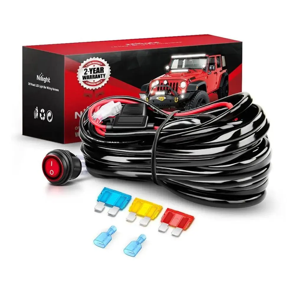 14AWG Wire Harness Kit 1 Lead W/ 12V 3Pin Switch | 3 Fuses | 2 Spade Connectors