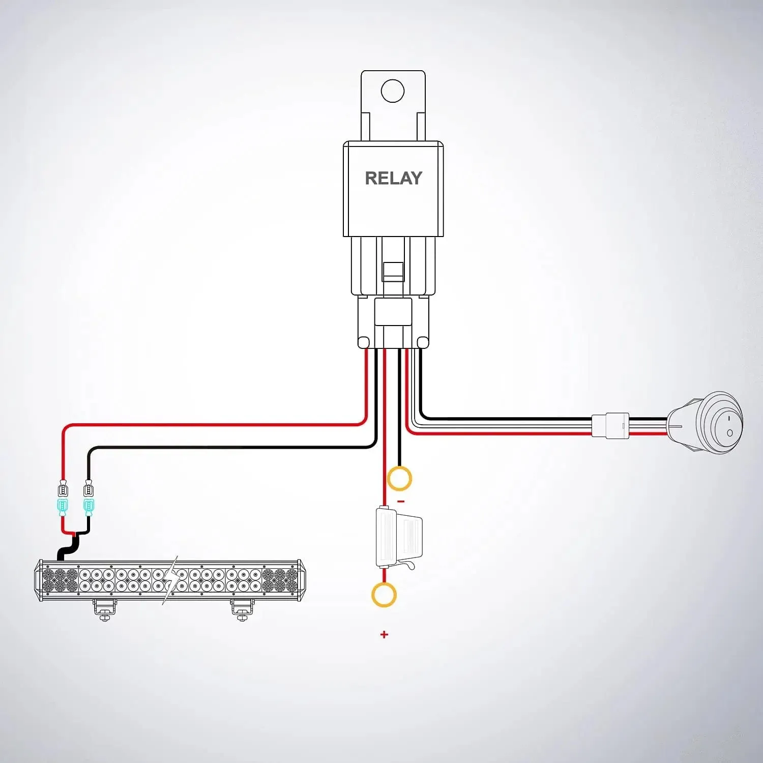 14AWG Wire Harness Kit 1 Lead W/ 12V 3Pin Switch | 3 Fuses | 2 Spade Connectors