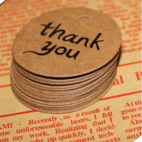 2015  New "Thank You"Kraft Paper Gift Tags Wedding Doorplate Scallop Favour Luggage 10Pcs/Set
