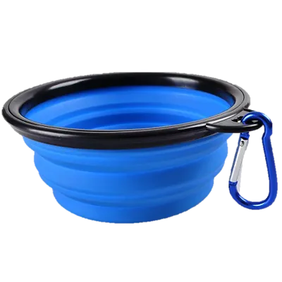 3 Collapsible Travel Dog Food Water Bowls BPA Lead Free Carbiners Red Blue Mixed