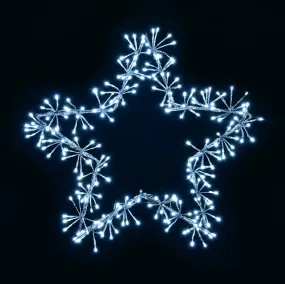 60cm Silver Star with 240 White Cluster LEDs and Timer
