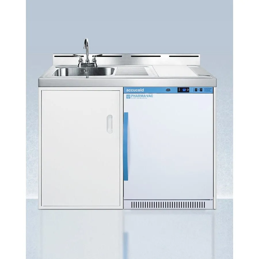 AccuCold Fully Assembled 48" Wide Exam Room Casework Cabinet with Refrigerator and Sink