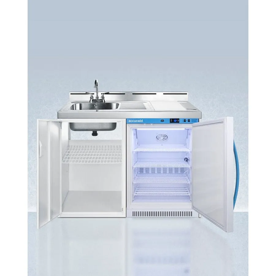 AccuCold Fully Assembled 48" Wide Exam Room Casework Cabinet with Refrigerator and Sink