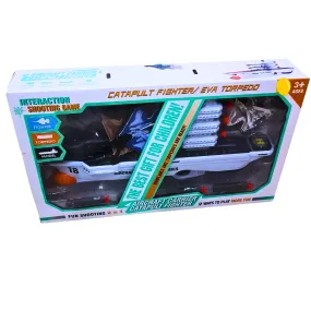 Aircraft Carrier Catapult Fighter Toy Set with EVA Torpedoes – 2-in-1 Interactive Shooting Game for Kids Ages 3  | Action-Packed Military Playset