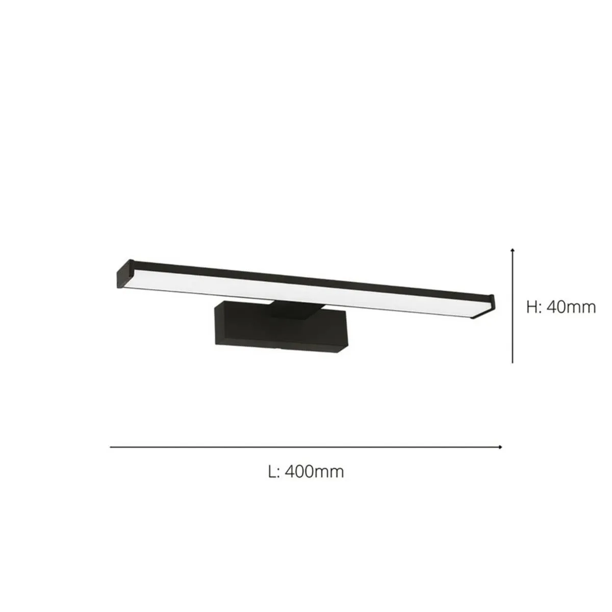 Bathroom Mirror Light Integrated LED Neutral White Aluminium Black Modern 40mm