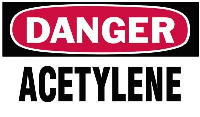 Brady® Gas Cylinder Lockout Labels,  Danger Acetylene Gas, 5 in W x 3 in L, White/Red, 60311