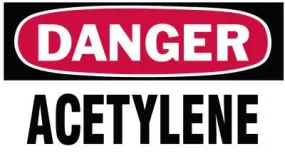 Brady® Gas Cylinder Lockout Labels,  Danger Acetylene Gas, 5 in W x 3 in L, White/Red, 60311