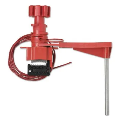 Brady® Universal Ball Valve Lockouts, 0.39 Dia. Shackle, 8ft Cable, 8.82w x 7.05h, 51392