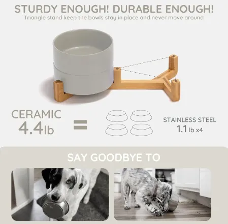 Ceramic Pet Food/Water Bowl -Framed