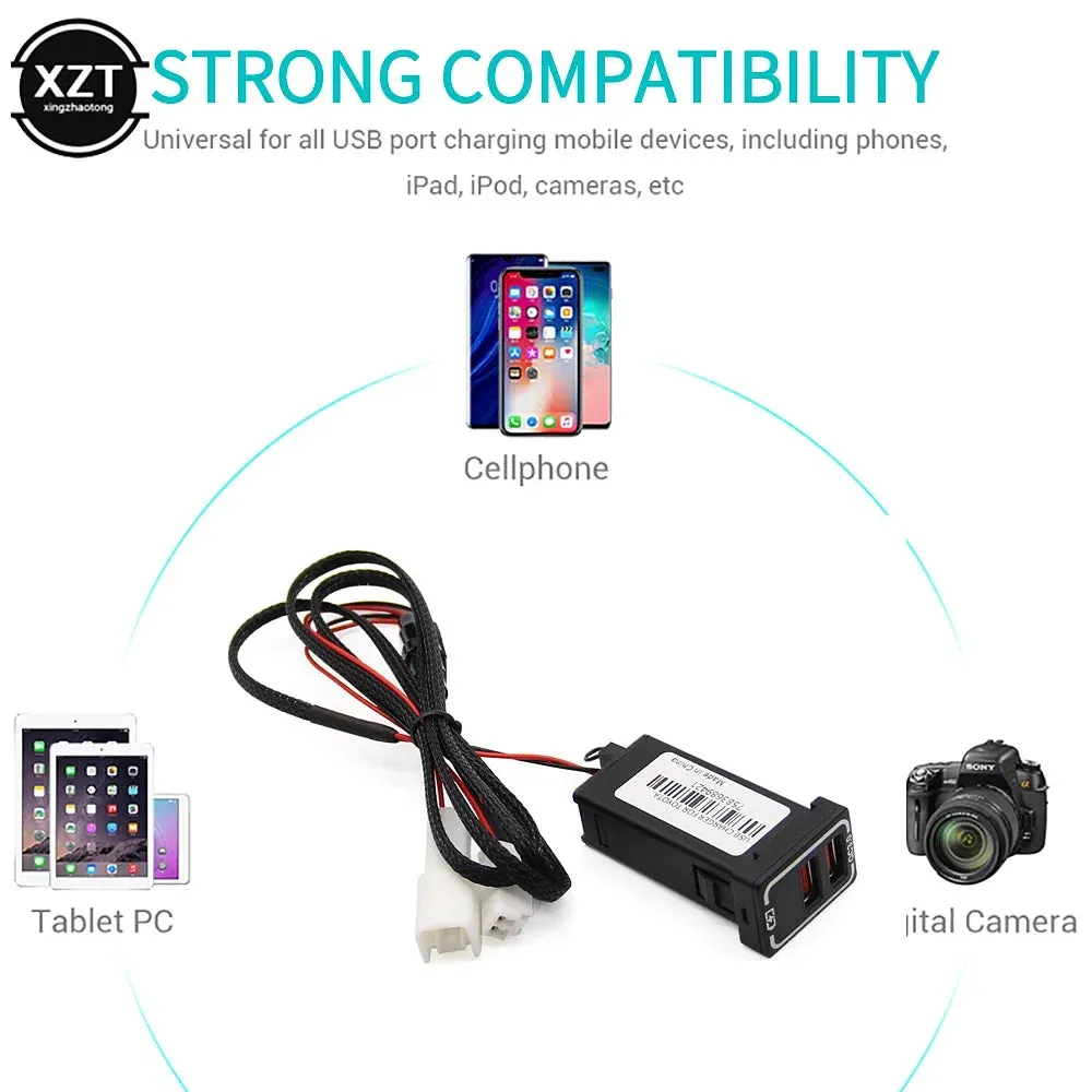Color Name: PURPLE - Universal Dual USB Port Car Charger AUX