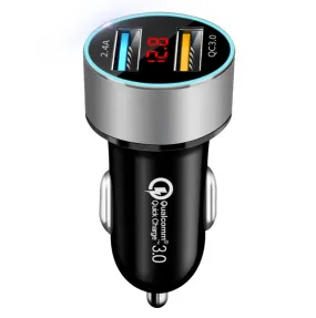 Color: Silver QC3.0 2.4A - LED digital display car charger