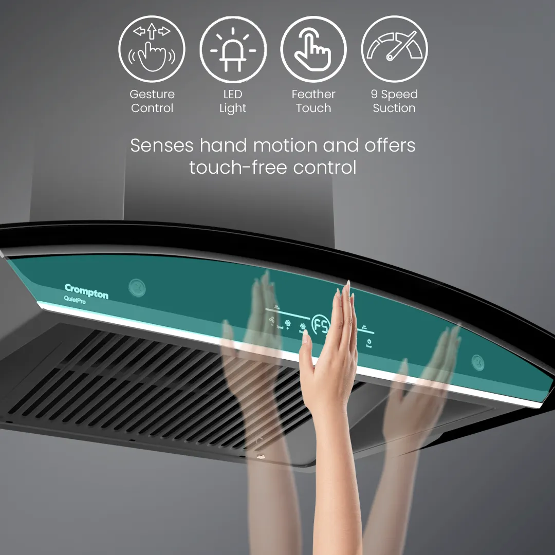 Crompton QuietPro Curved 90cm Filterless Chimney with BLDC Motor
