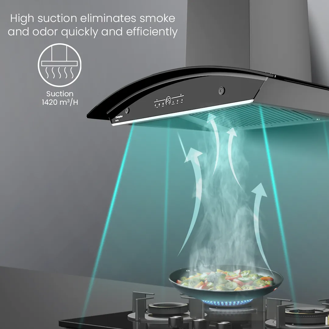 Crompton QuietPro Curved 90cm Filterless Chimney with BLDC Motor