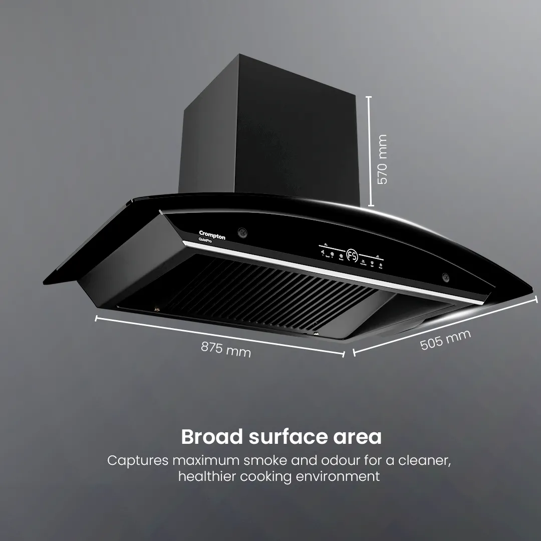 Crompton QuietPro Curved 90cm Filterless Chimney with BLDC Motor