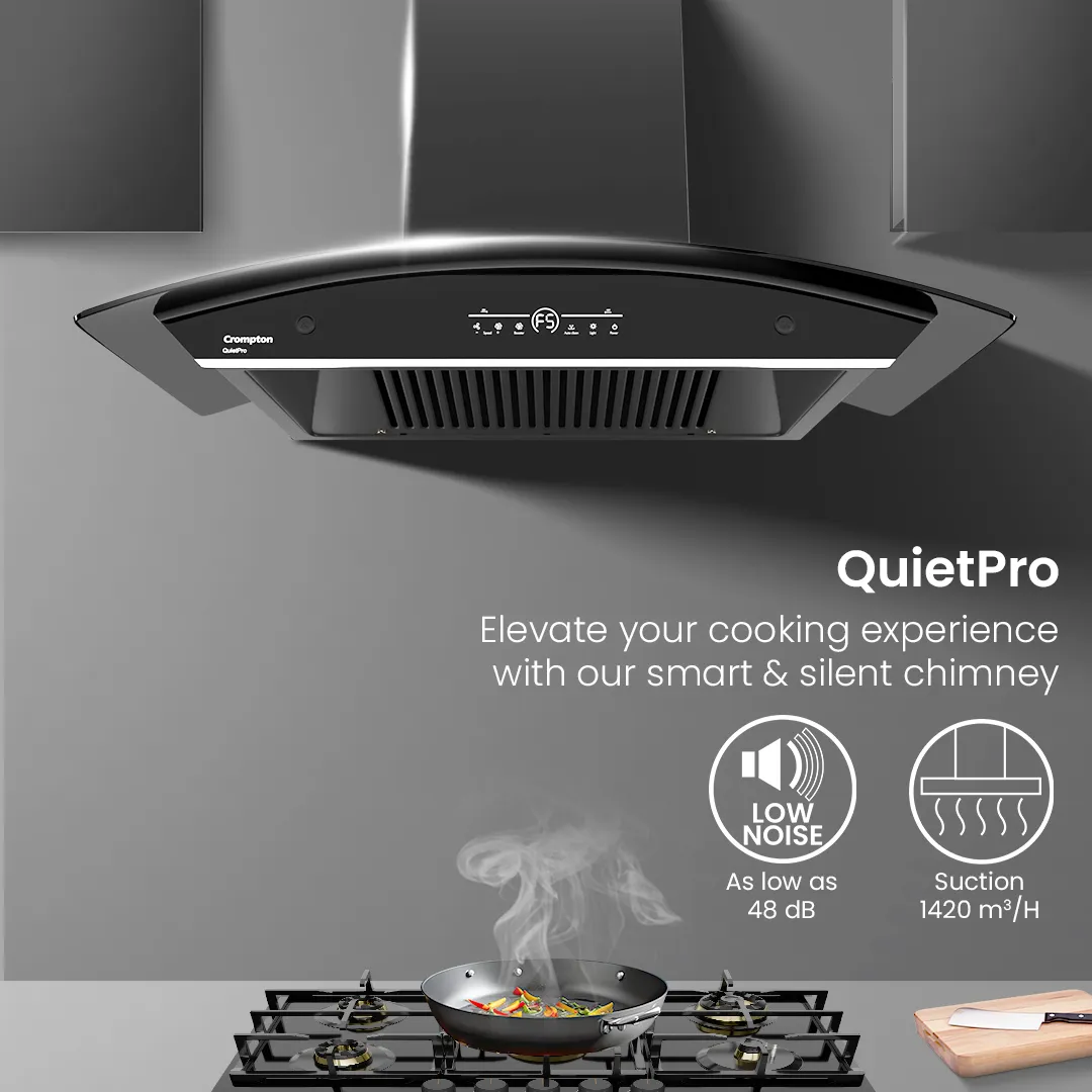Crompton QuietPro Curved 90cm Filterless Chimney with BLDC Motor