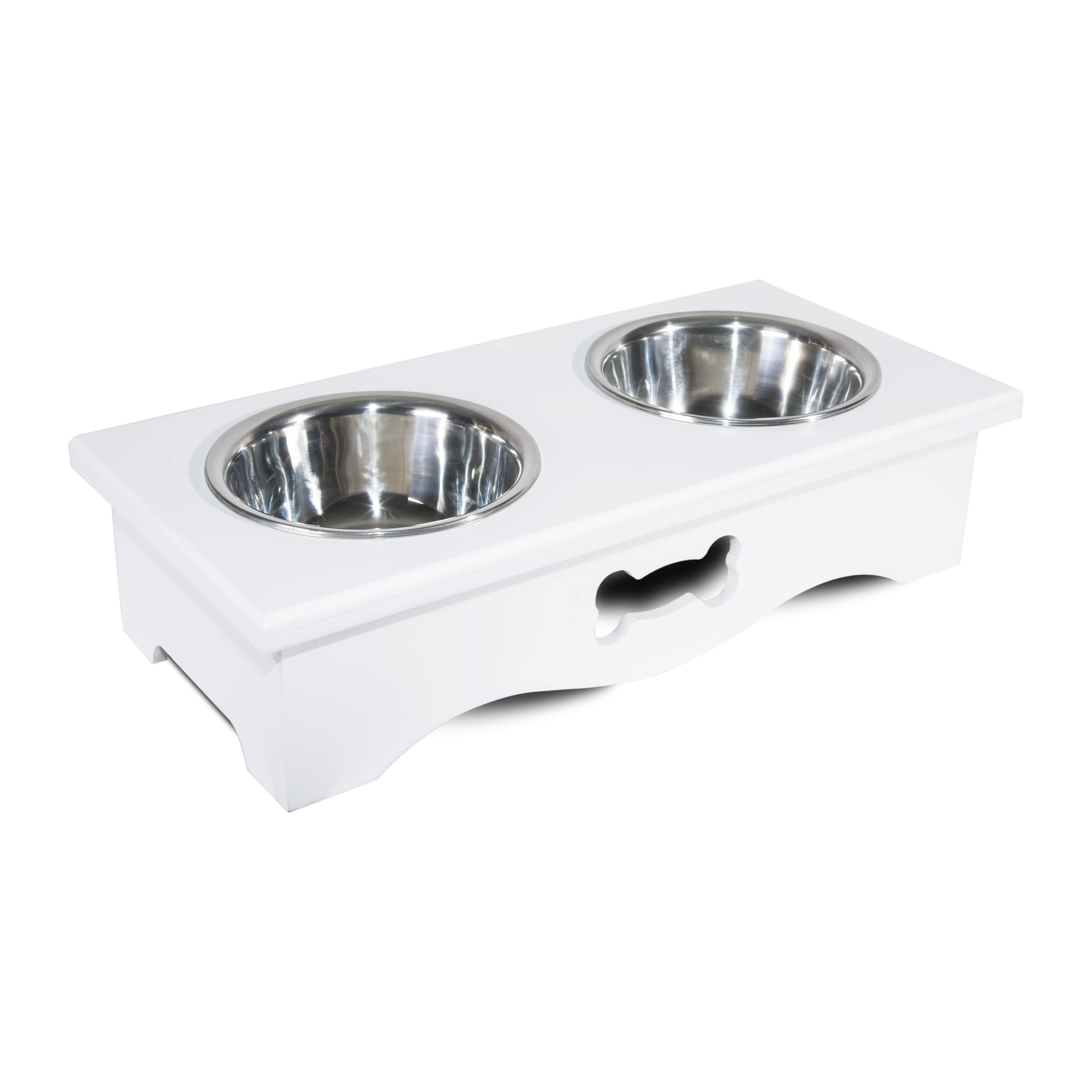 Double Bowls Wooden Dog Feeding Station