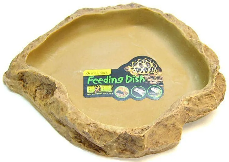 Exo-Terra Granite Rock Reptile Feeding Dish - Large - 8"L x 7"W x 1.5"H