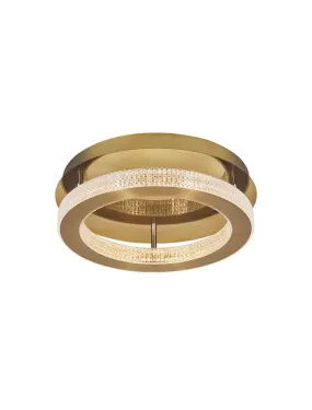 FIO Dimmable Gold & Acrylic Single Ring Flush Ceiling Light Small - ID 10072
