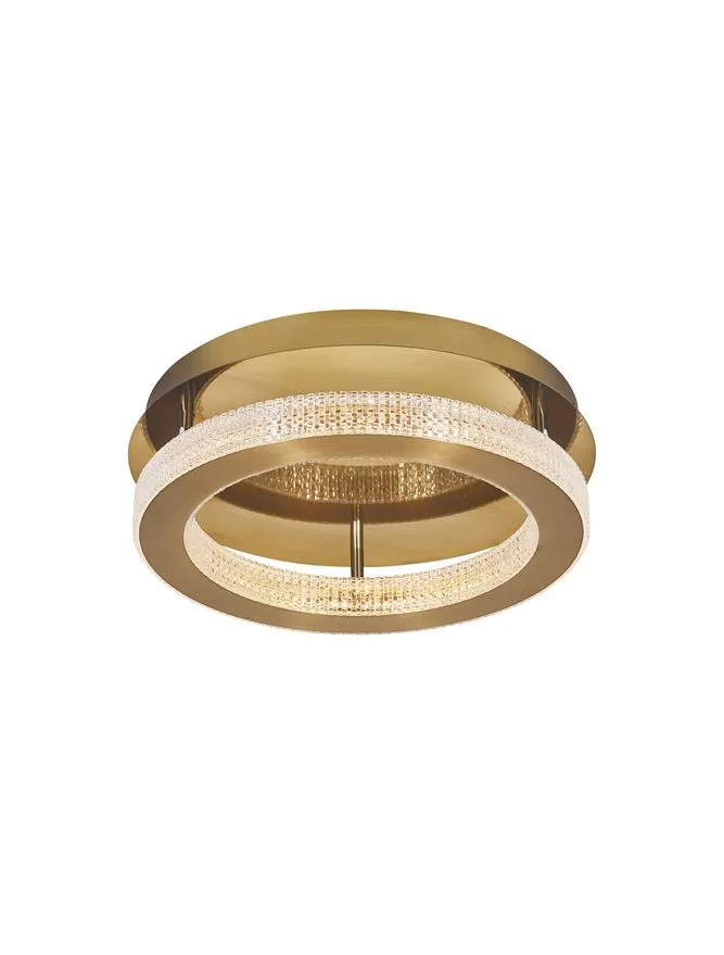 FIO Dimmable Gold & Acrylic Single Ring Flush Ceiling Light Small - ID 10072