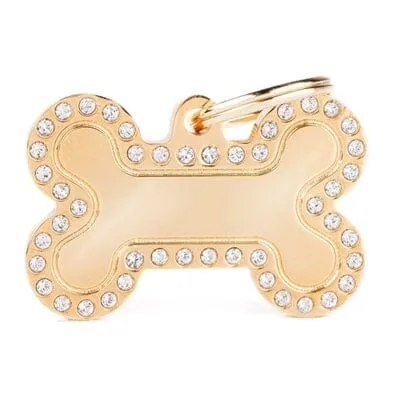 Glam Swarovski "Gold Big Bone" ID Tag