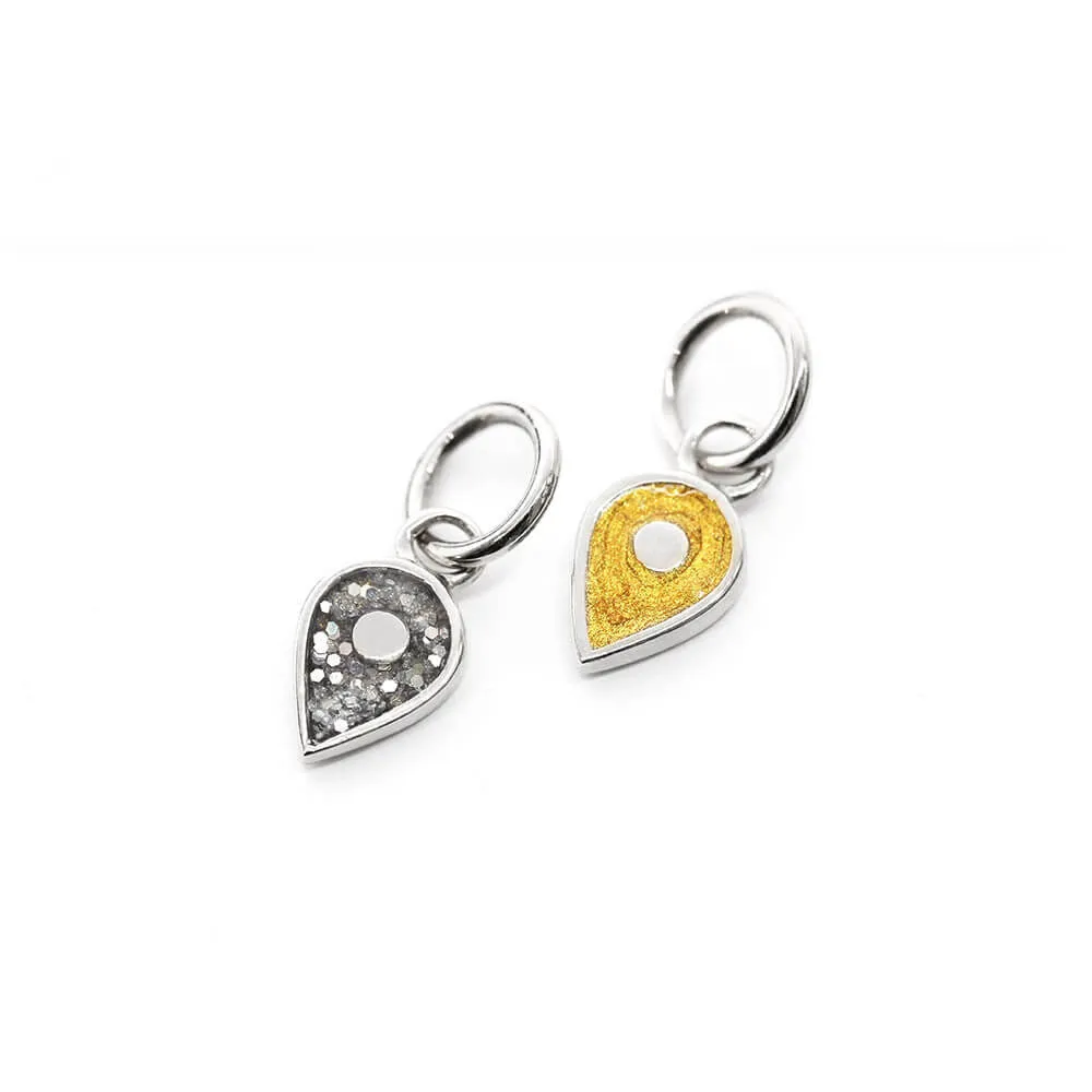 July Map Pin Charm Ruby Enamel, Silver