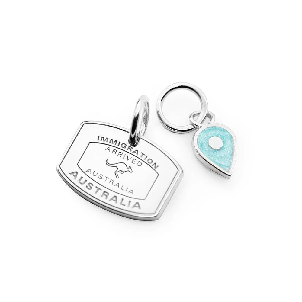 July Map Pin Charm Ruby Enamel, Silver