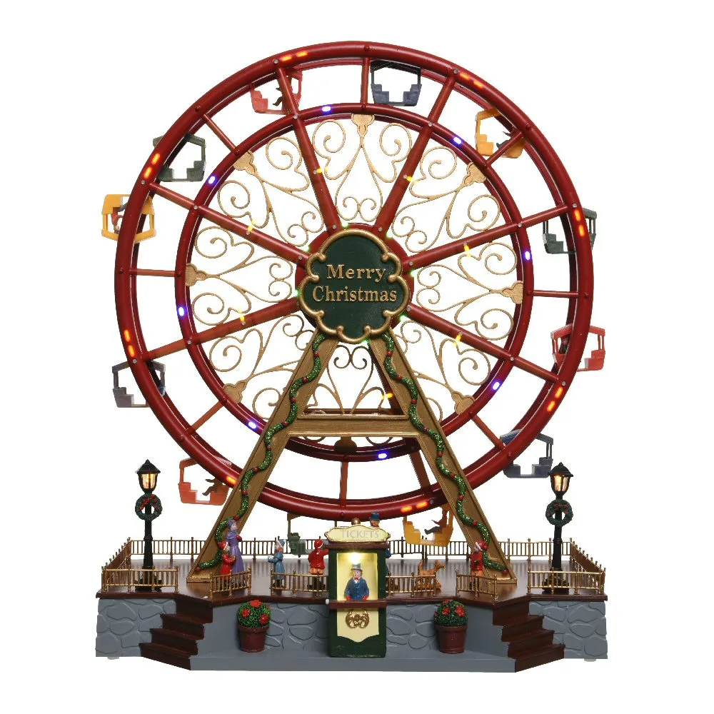 Lumineo Christmas Village 45cm LED Moving Ferris Wheel Scene