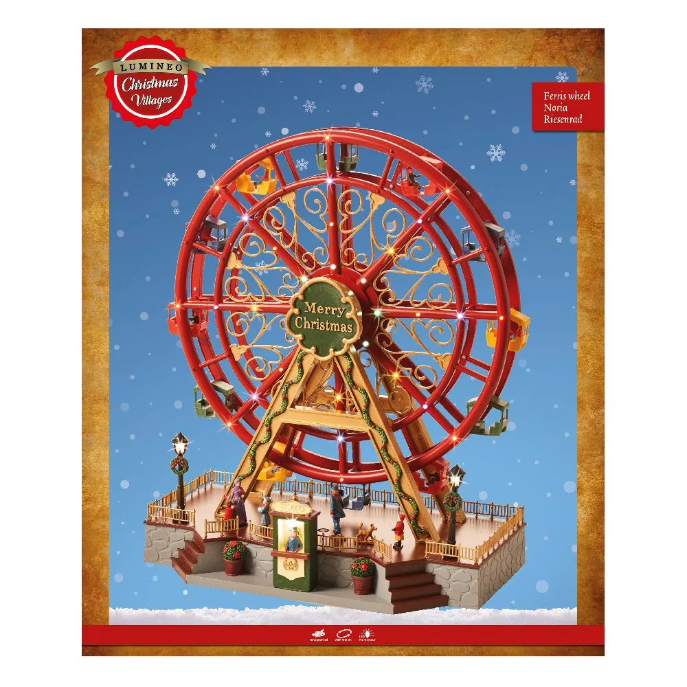 Lumineo Christmas Village 45cm LED Moving Ferris Wheel Scene