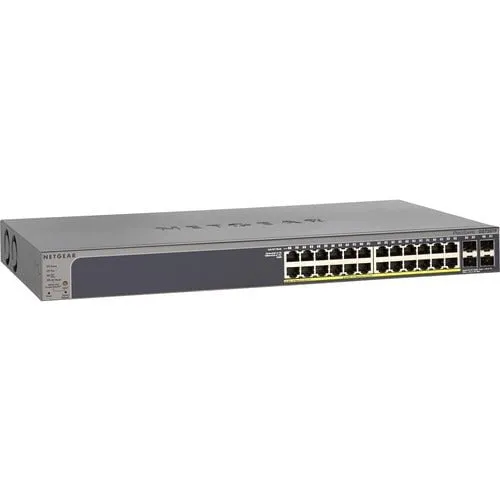 Netgear 24-Port Gigabit PoE  Smart Managed Pro Switch with 4 SFP Ports - 24 Ports - Manageable - 4 Layer Supported - Modular - 4 SFP Slots - Twisted Pair, Optical Fiber - Rack-mountable, Desktop