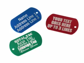 Personalised Aluminium Metal Dog Tags Luggage Tags 51mm x 29mm
