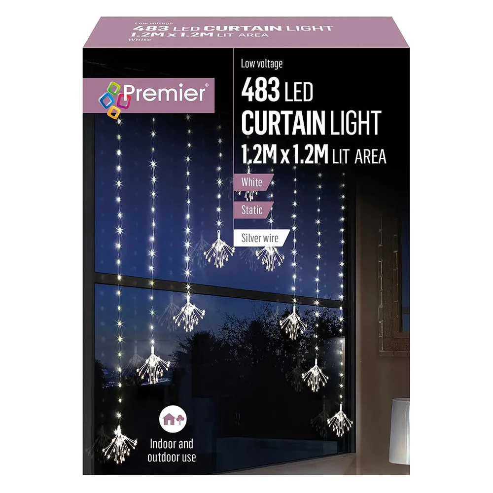 Premier Pin Wire Sputnik V Curtain with LEDs - 1.2mx1.2m