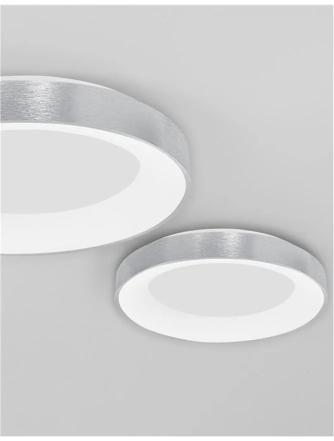 RAN Brushed Silver Aluminium & Acrylic Dimmable Warm Light Ring Flush Large - ID 10618