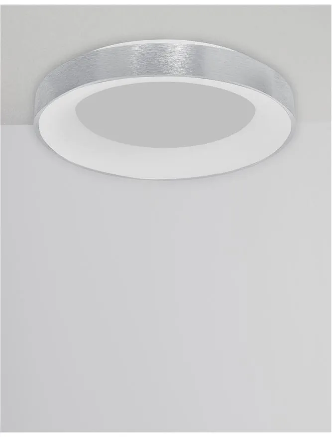 RAN Brushed Silver Aluminium & Acrylic Dimmable Warm Light Ring Flush Large - ID 10618