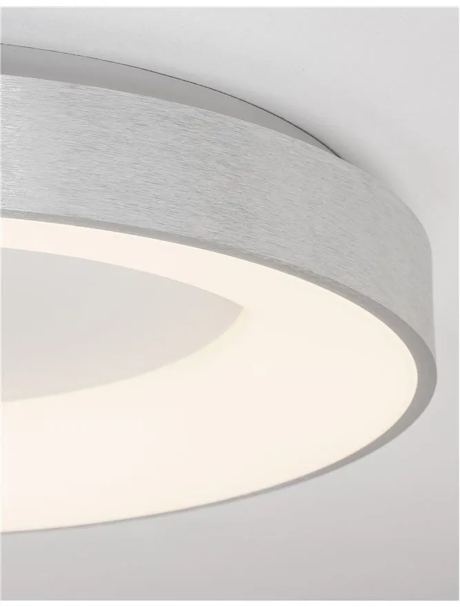 RAN Brushed Silver Aluminium & Acrylic Dimmable Warm Light Ring Flush Large - ID 10618
