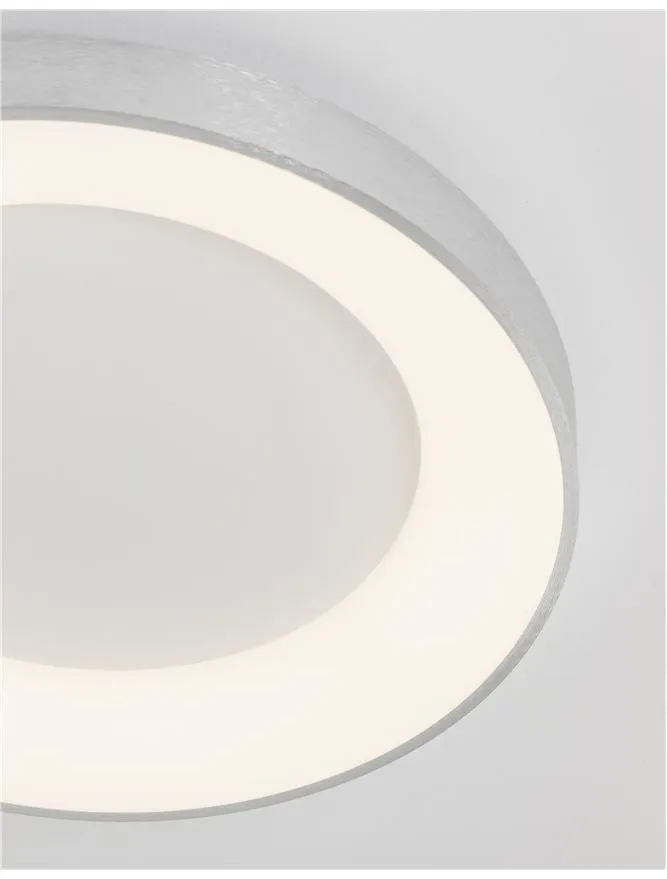 RAN Brushed Silver Aluminium & Acrylic Dimmable Warm Light Ring Flush Large - ID 10618