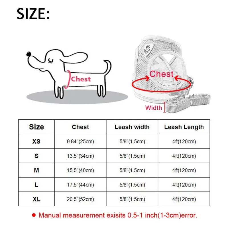 Reflective Dog Vest Harness and Leash Set: Comfortable and Safe Summer Walks for Small Dogs, Cats, and Puppies - Ideal for Chihuahuas and More