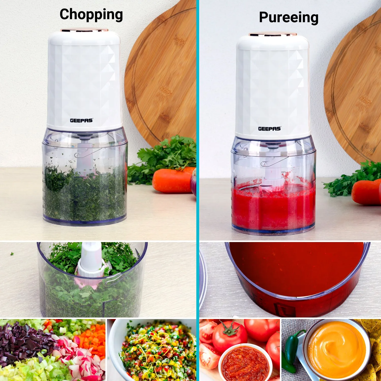 Rose Gold Mini Food Processor 500ml