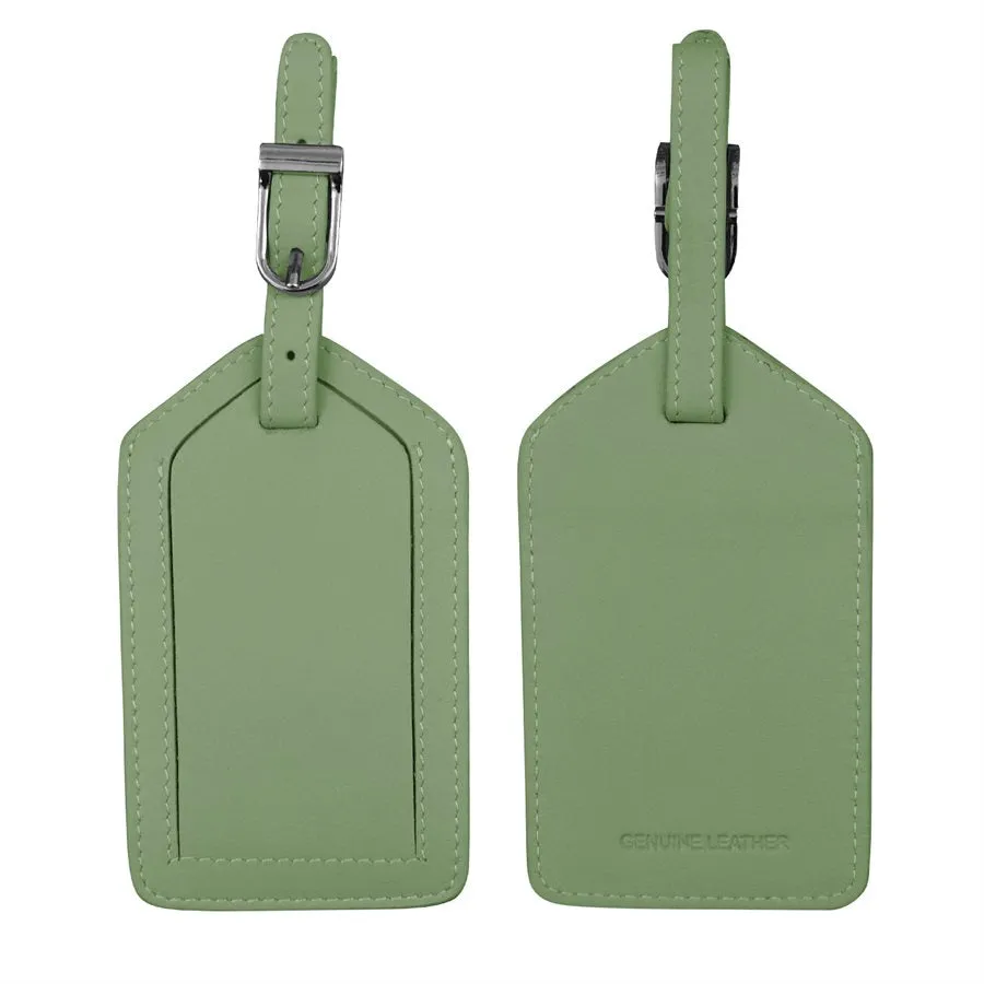 Sage Leather Luggage Tag