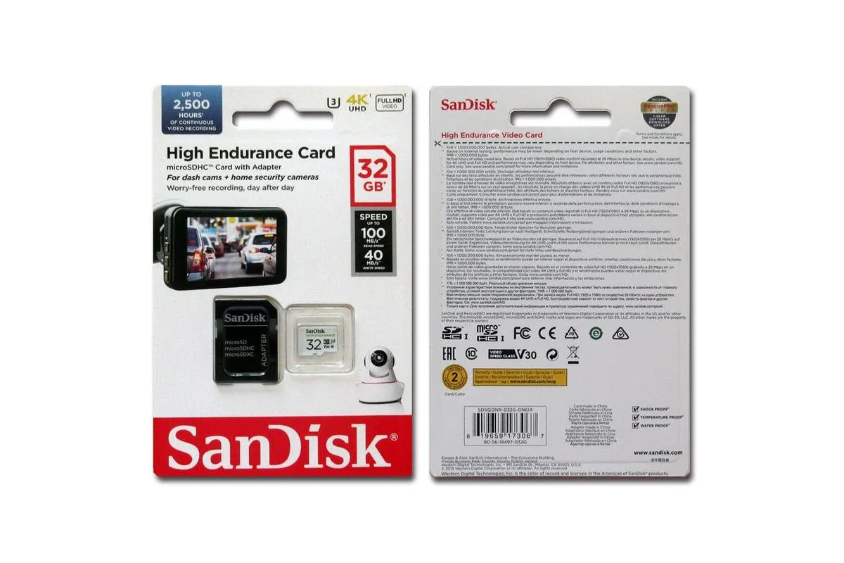 SanDisk 32GB High Endurance microSDHC (V30, UHS-I/U3, CL10,4K, 100MB/s) SDSQQNR-032G-GN6IA 772-4171