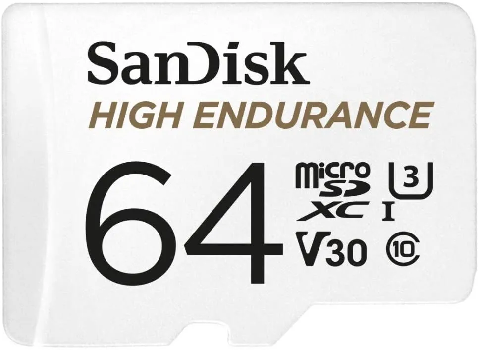 SanDisk HIGH ENDURANCE microSD Card U3, V30, 4K UHD SDXC Class 10, 100mb/s and 40mb/s Read and Write Speed with Adapter (32GB, 64GB, 128GB, 256GB)