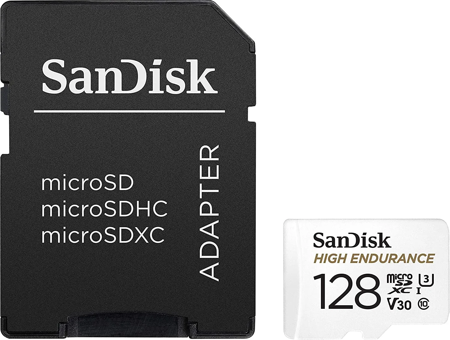 SanDisk HIGH ENDURANCE microSD Card U3, V30, 4K UHD SDXC Class 10, 100mb/s and 40mb/s Read and Write Speed with Adapter (32GB, 64GB, 128GB, 256GB)