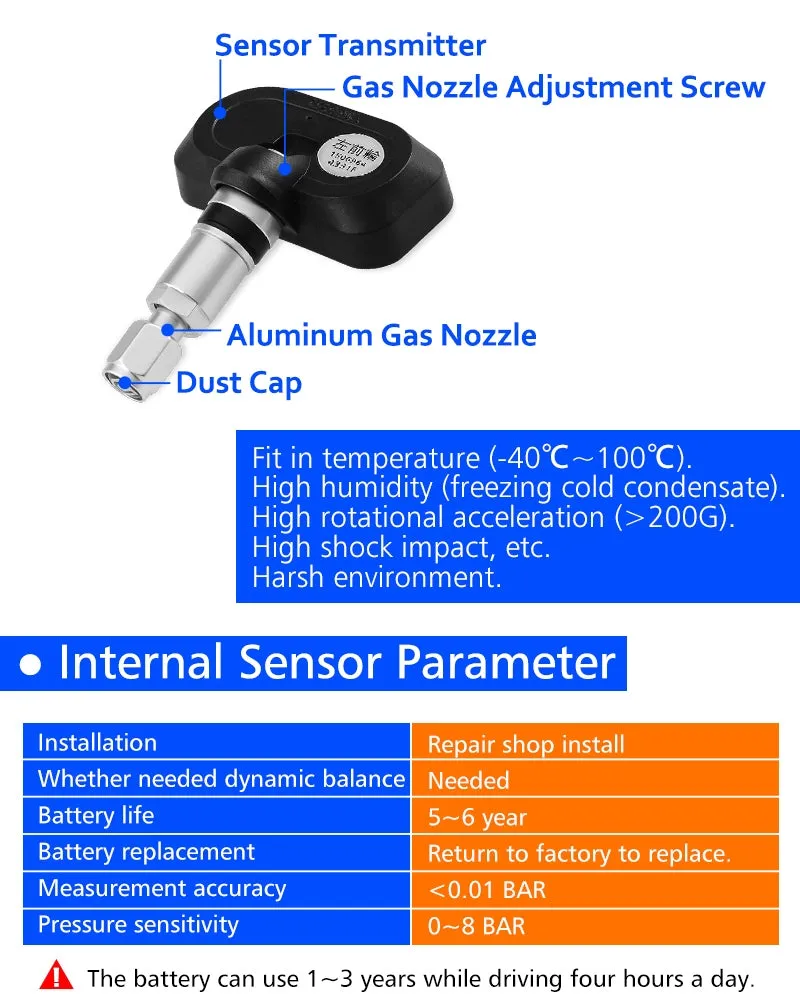 U912-TJ For Honda Car Wireless TPMS Tire Pressure Monitoring