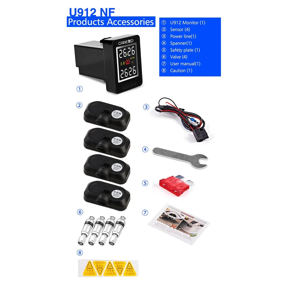 U912-TJ For Honda Car Wireless TPMS Tire Pressure Monitoring
