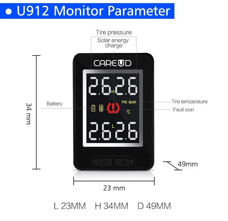U912- WF Car TPMS Auto Wireless Tire Pressure Monitoring System 4