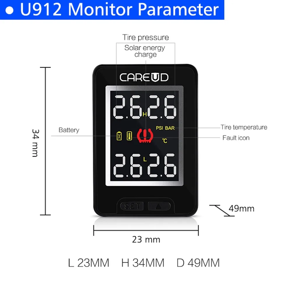 U912- WF Car TPMS Auto Wireless Tire Pressure Monitoring System 4