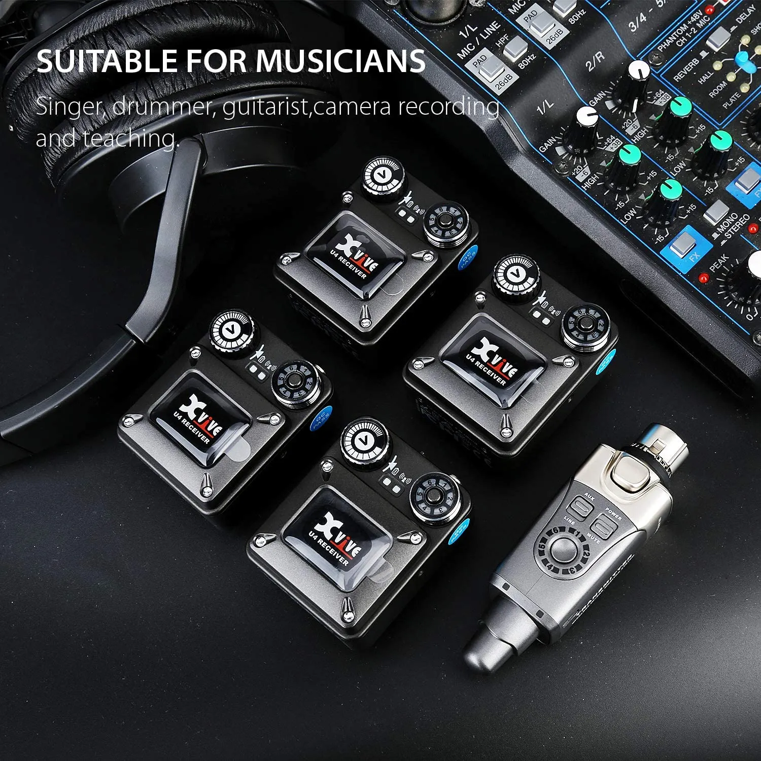 Xvive In-Ear Monitor Wireless System - 1x Transmitter & 4x Receivers