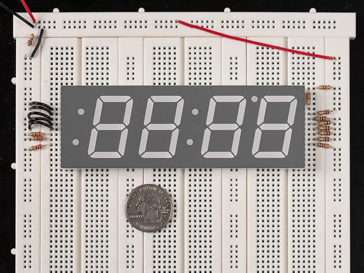 Yellow 7-segment clock display - 1.2\" digit height"