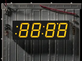 Yellow 7-segment clock display - 1.2\" digit height"